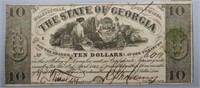 1864 $10 GA Civil War Bank Note