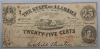 1863 25 Cent AL Civil War Fractional Note