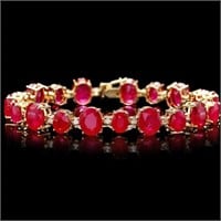 `14k Gold 50.00ct Ruby & 1.50ct Diamond Bracelet