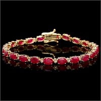 `14k Gold 11.00ct Ruby & 0.50ct Diamond Bracelet
