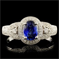 18K Gold 0.93ct Sapphire & 0.48ctw Diamond Ring