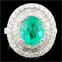 18K Gold 2.31ct Emerald & 1.71ctw Diamond Ring