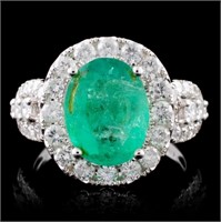 18K Gold 2.85ct Emerald & 1.49ct Diamond Ring
