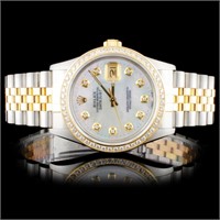 Rolex YG/SS 36MM DateJust Diamond Watch