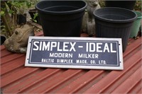 VINTAGE SIMPLEX- IDEAL MILKER SIGN