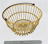 Antique RARE SIZE Yellow Metal Egg Basket