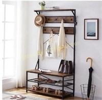 OIAHOMY 3-in-1 Entryway Coat Rack Vintage