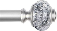 USFOOK Curtain Rod w/Bling Finial Silver