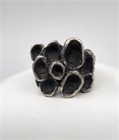 Ginza, Brutalist Modernist Sterling Silver Ring