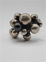 Opus, Modernist Black Pearl Sterling Silver Ring