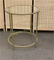 Side/End Table 22” X 20” Gold w/Glass Top