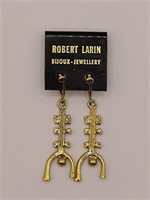 Robert Larin, Modernist Gold Tone Pewter Earrings