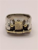 Sterling Silver and 10K Gold Car Ring