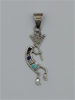 Navajo Sterling silver Kokopelli Pendant Set with