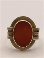 Art Deco German ,835 Carnelian Silver Ring