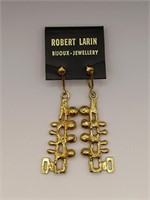 Robert Larin, Modernist Gold Tone Pewter Earrings