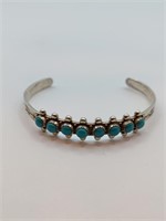 Navajo, Sterling Silver Turquoises Cuff Bracelet