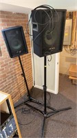 PAIR OF PHONIC SPEAKERS ON ADJUST. STANDS