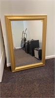 BEVELED GLASS GOLD FRAME WALL MIRROR: 42X30