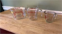 3 PYREX GLASS MEASURING CUPS