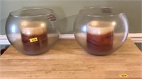 PAIR OF HURRICANE CANDLE HOLDERS W/ CANDLES