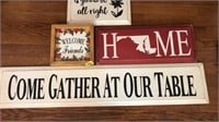4 WOODEN PAINTED HOUSE SIGNS
