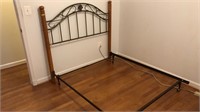 FULL SIZE BED FRAME WOOD & METAL ACCENT HEAD BOARD