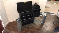 ENTERTAINMENT STAND W/ TV, VHS/DVD PLAYER & ELEC