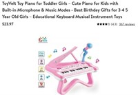ToyVelt Toy Piano for Toddler Girls – Cute Piano