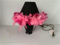 BLACK LAMP WITH PINK FEATHERS