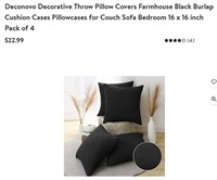 FarmhouseBlack Burlap Cushion Cases Pillowcases f4