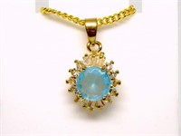 Aquamarine Blue Elegant Necklace NEW