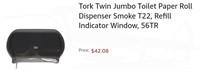 Tork Twin Jumbo Toilet Paper Roll Dispenser Smokew