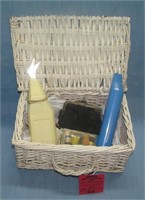 Vintage sewing basket with accessories
