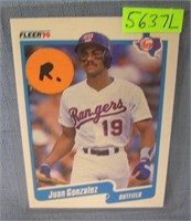 Juan Gonzalez rookie baseball card