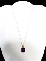 4.25 CT. GENUINE AMETHYST AND DIAMOND NECKLACE