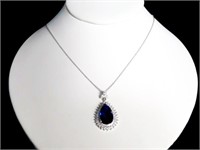 15 CT. OCEAN BLUE CREATED SAPPHIRE NECKLACE .925