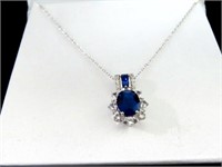 3.48 CT. OCEAN BLUE CREATED SAPPHIRE NECKLACE