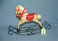 Hand painted wood and metal rocking horse
