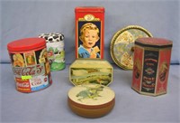 Group of 7 collectible tins