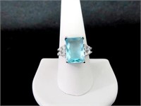 4.68 CT. BLUE TOPAZ RING STERLING SILVER SIZE 9