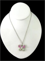 LARGE OPAL AND PINK TOPAZ NECKLACE BRASS