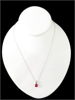 ROUND CUT CREATED RUBY SOLITAIRE NECKLACE BASE