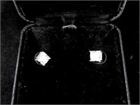 SQUARE CUT WHITE SAPPHIRE SOLITAIRE EARRINGS