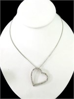 WHTIE SAPPHIRE HEART NECKLACE STERLING SILVER