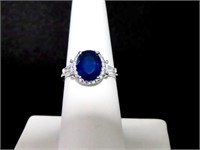 2.10 CT. CREATED SAPPHIRE RING STERLING SILVER