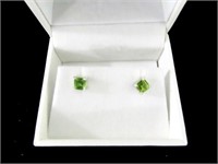 SQUARE CUT LAB CREATED GREEN SAPPHIRE EARRINGS