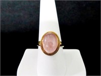 STORMY PINK JADE RING STERLING SILVER SIZE 9