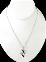 DIAMOND DOLPHIN NECKLACE UNSTAMPED METAL