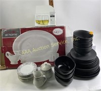 Turkey platter set (nib), assorted plates, bowls,